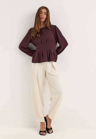 Crepe Pleated Blouse Purple