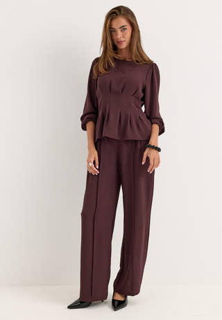 Crepe Pleated Blouse Purple