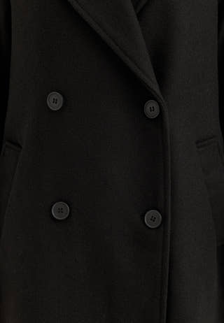 Straight Wool Blend Coat Black