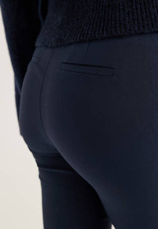 Mid Waist Stretchy Flared Trousers Blue