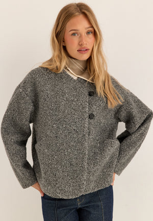 Bouclé Short Jacket Grey