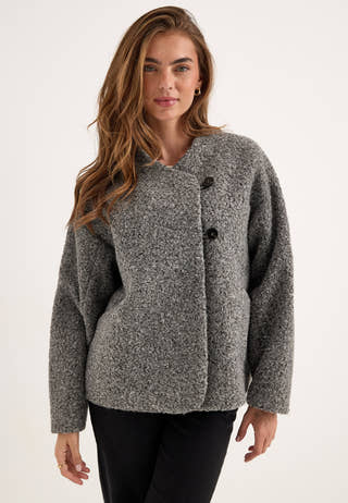 Bouclé Short Jacket Grey