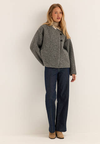 Bouclé Short Jacket Grey