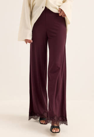 Lace Detail Trousers Red