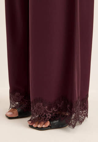 Lace Detail Trousers Red
