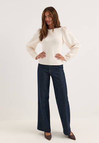 Shaped Puff Sleeve Top White
