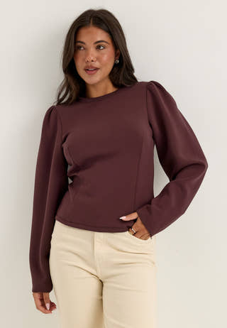 Shaped Puff Sleeve Top Purple