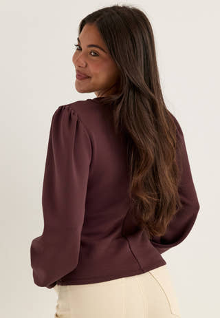 Shaped Puff Sleeve Top Purple