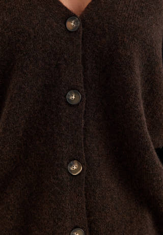 Chunky Knitted Cardigan Brown