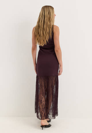 Combined Lace Maxi Dress Purple