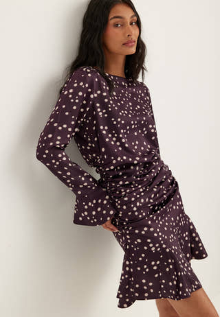 Ruched Front Short Dress Patterned