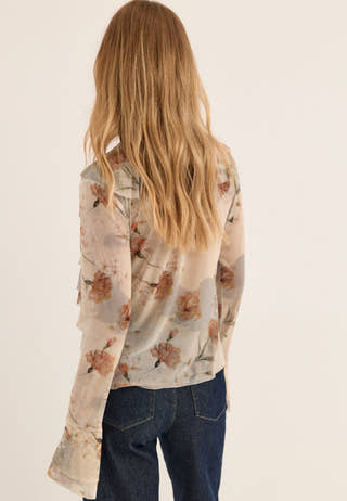 Mesh Flounce Top Floral