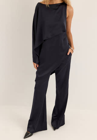 Flared Satin Trousers Blue
