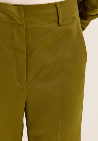 Flared Satin Trousers Green