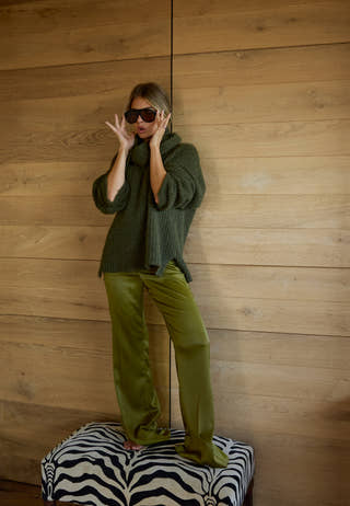 Flared Satin Trousers