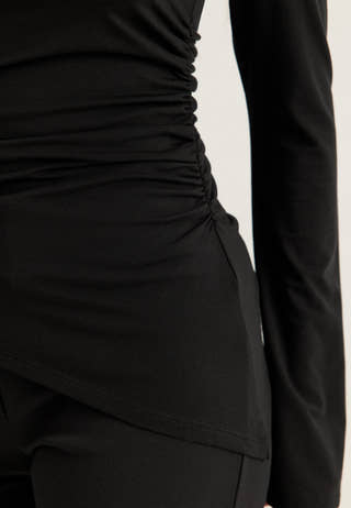 Asymmetric Long Sleeve Top Black