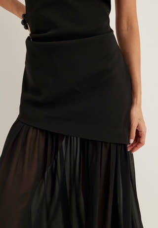 Sleeveless Mixed Fabric Maxi Dress
