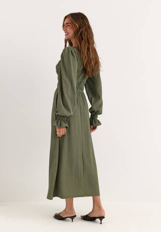 Long Sleeve Smock Dress Green