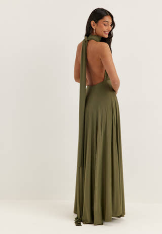 Multi Tie Soft Gown Green