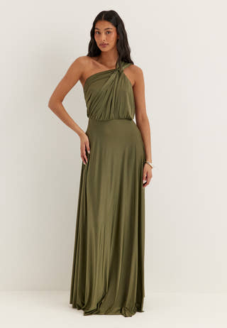 Multi Tie Soft Gown Green