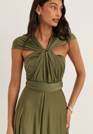 Multi Tie Soft Gown Green