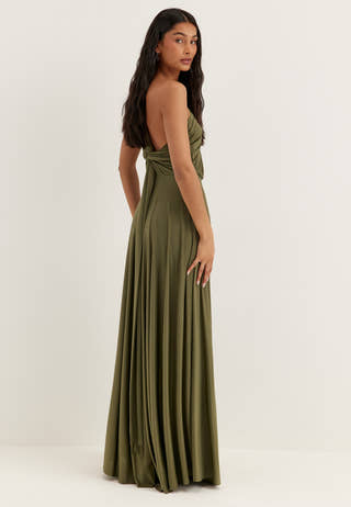Multi Tie Soft Gown Green