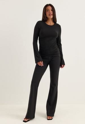 Soft Suit Flared Trousers Black