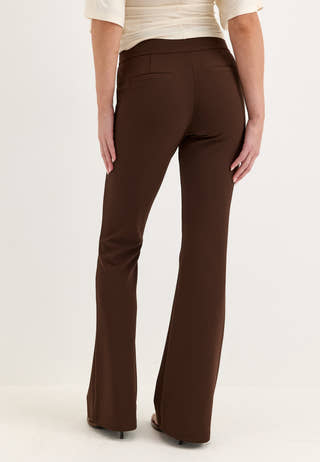 Soft Suit Flared Trousers Brown