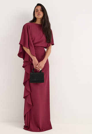 Draped Flounce Gown Pink