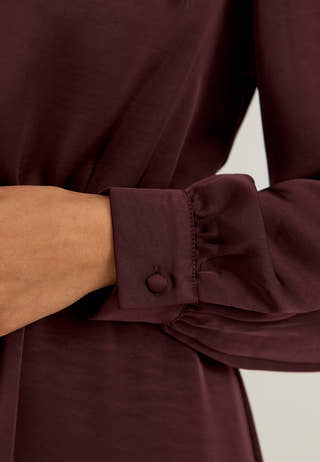 Satin Puff Sleeve Maxi Dress Red