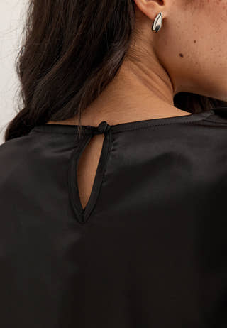 Satin Scarf Blouse Black