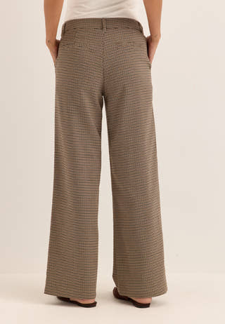 Check Mid Waist Wide Trousers Patterned