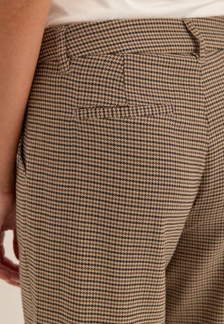 Check Mid Waist Wide Trousers Patterned