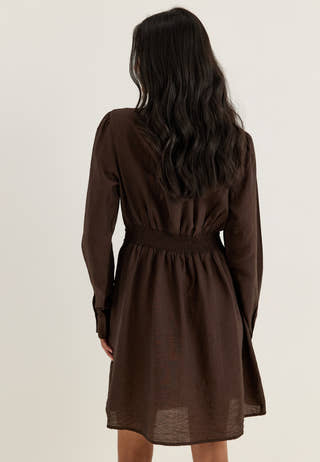 Tie Detail Dress Brown
