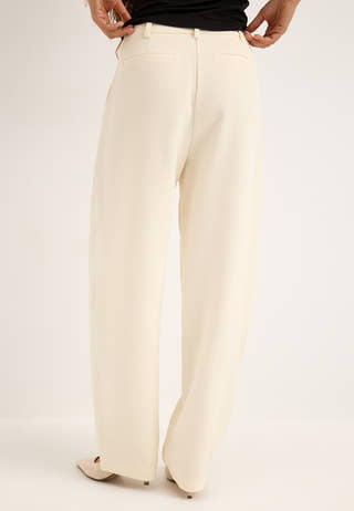 Mid Waist Barrel Trousers White