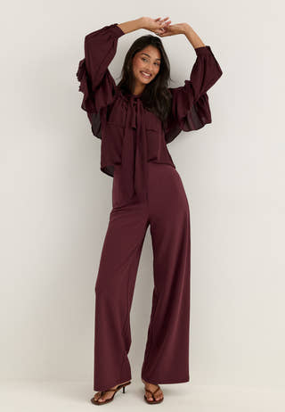 Flounce Tie Blouse Red