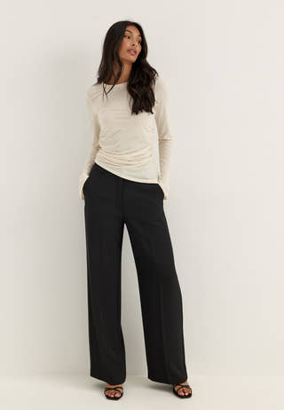 High Waist Wide Suit Trousers Black