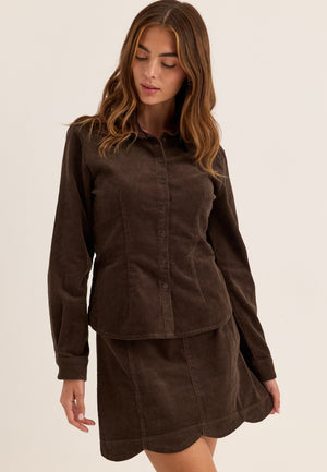 Corduroy Mini Skirt Brown