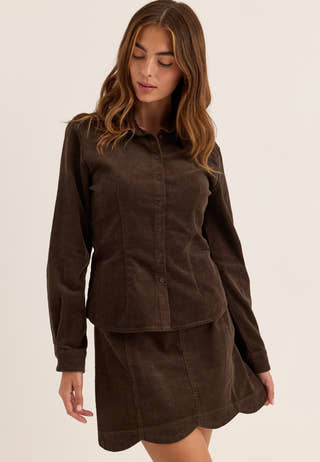 Corduroy Mini Skirt Brown