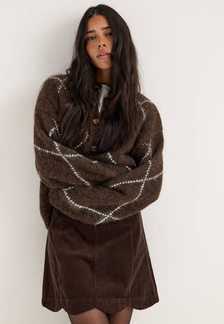 Corduroy Mini Skirt Brown