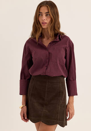 Corduroy Mini Skirt Brown