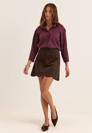 Corduroy Mini Skirt Brown