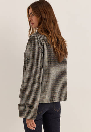 Wool Blend Short Coat Patterned