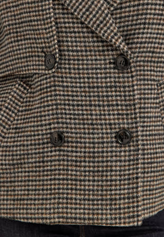 Wool Blend Short Coat Patterned