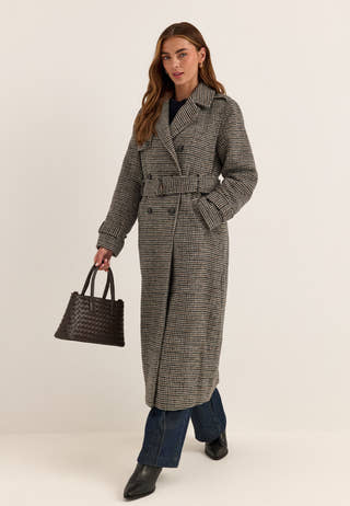 Wool Blend Trench Coat Patterned