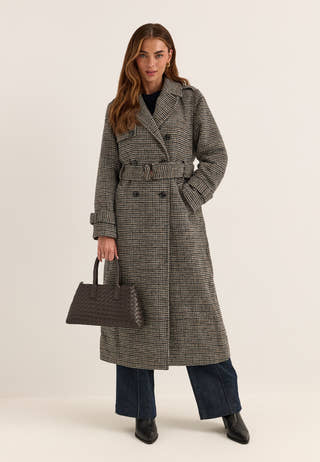 Wool Blend Trench Coat Patterned