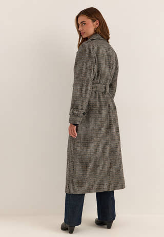 Wool Blend Trench Coat Patterned