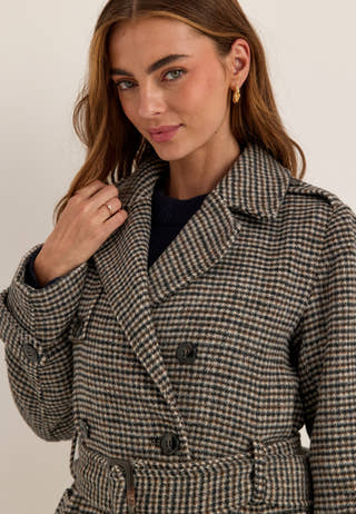 Wool Blend Trench Coat Patterned