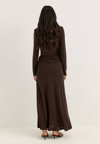 Drapy Maxi Dress Brown