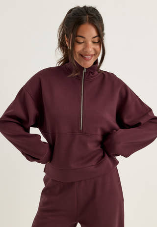 High Collar Half Zip Sweater Purple